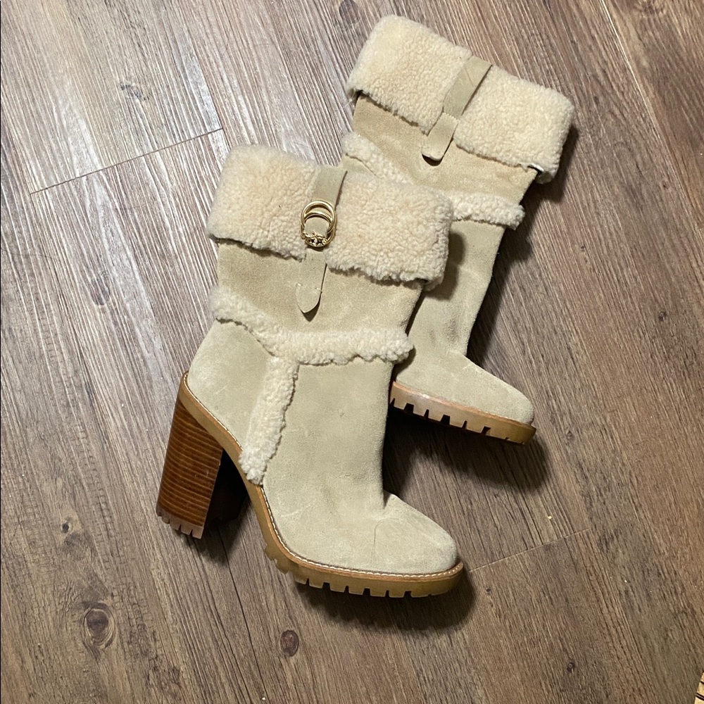 Coach Cream Shearling Boots - Picture 8 of 8